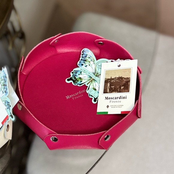 Moscardini Other - Red and Beige Leather Accessory Tray  Set